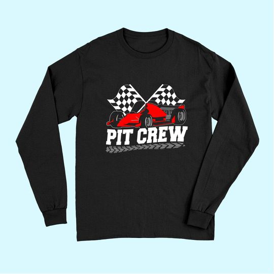 Pit Crew Car Racing Checkered Flag Racing Party Long Sleeves
