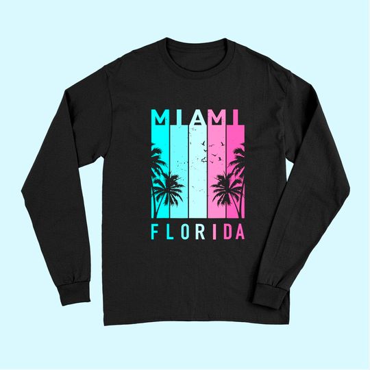 Men's Long Sleeves Retro Miami Florida Beach