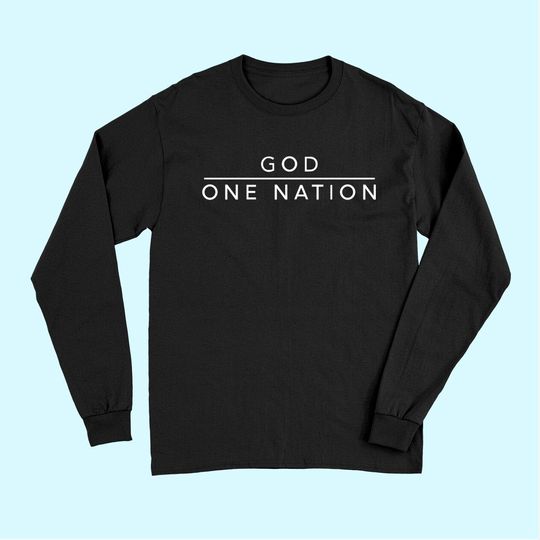 One Nation Under God Line Art Patriotic Christian Long Sleeves