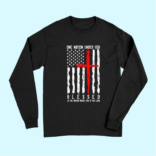 Patriotic Christian TLong Sleeves "Blessed" One Nation Under God