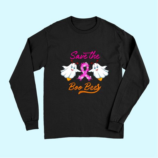 Breast Cancer Halloween Gift - Save The Boo Bees Long Sleeves