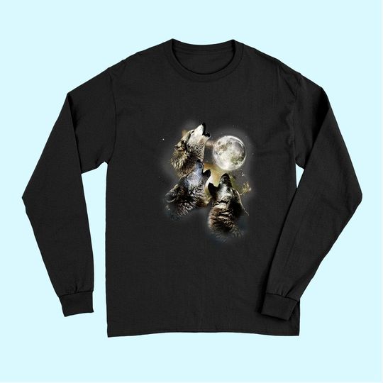 Howling At The Moon Wolves Animal Long Sleeves