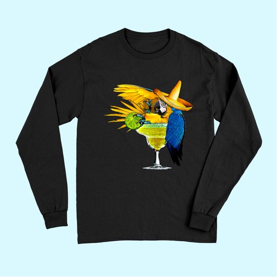 Parrot in Margarita Drinking Glass Tropical Vacation Long Sleeves