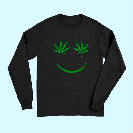 Pot Leaf Smiley Face Weed Long Sleeves