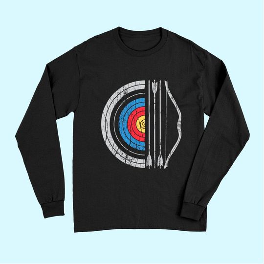 Archery Target Bow And Arrow Vintage Gifts Archer Long Sleeves