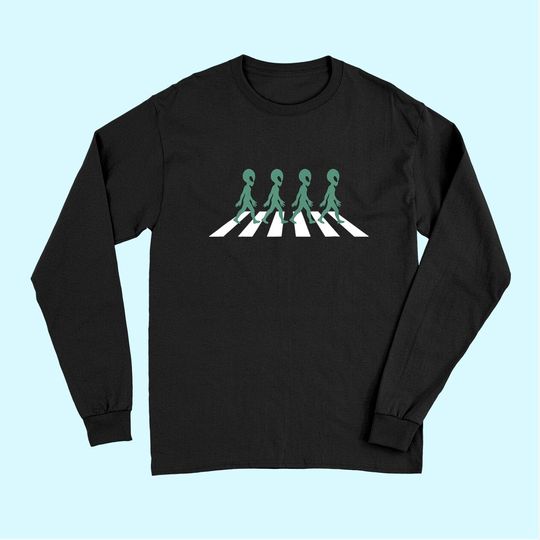 Alien Silhouette Road I Aliens UFO Area 51 Roswell Long Sleeves