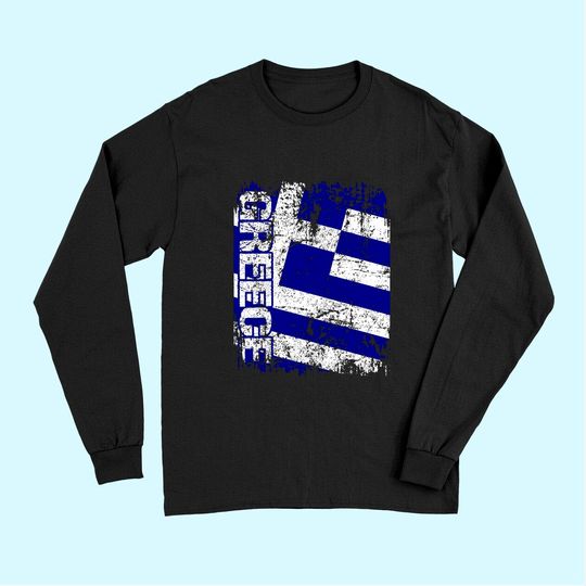 Discover GREECE Flag Vintage Distressed GREECE Long Sleeves
