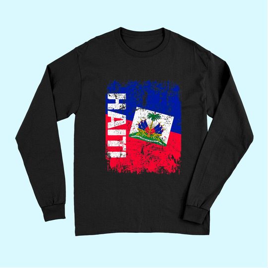 HAITI Flag Vintage Distressed Long Sleeves