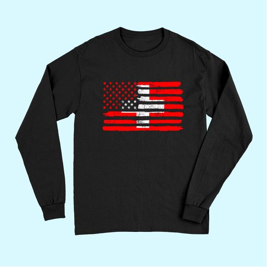 USA Switzerland Flag American Swiss Long Sleeves