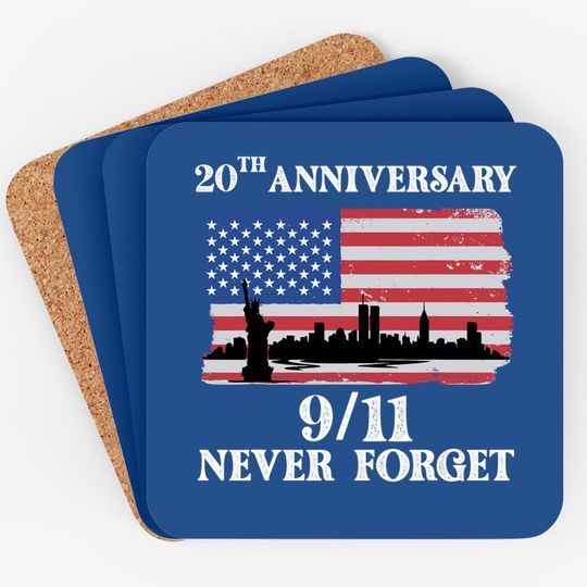 Never Forget 9/11 20th Anniversary 2021 Usa Flag Coaster