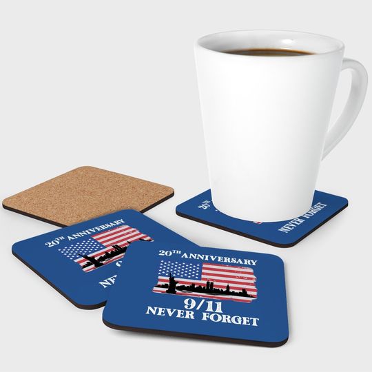 Never Forget 9/11 20th Anniversary 2021 Usa Flag Coaster