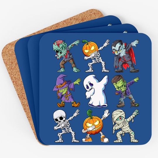 Dabbing Halloween Skeleton Zombie Scary Pumpkin Mummy Coaster