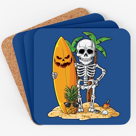 Skeleton Surfing Halloween Hawaii Surfer Coaster