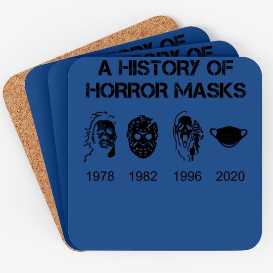 A History Of Horror Masks Halloween & Movie Coaster