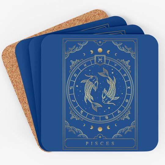 Pisces Horoscope And Zodiac Symbol Coaster