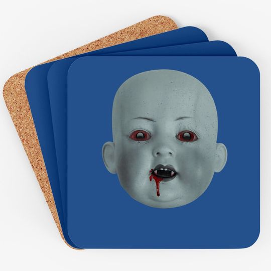 Halloween Spooky Bloody Doll Head Vampire Coaster