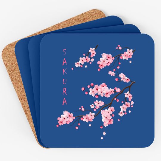 Vintage Sakura Cherry Blossom Japanese Graphical Art Coaster
