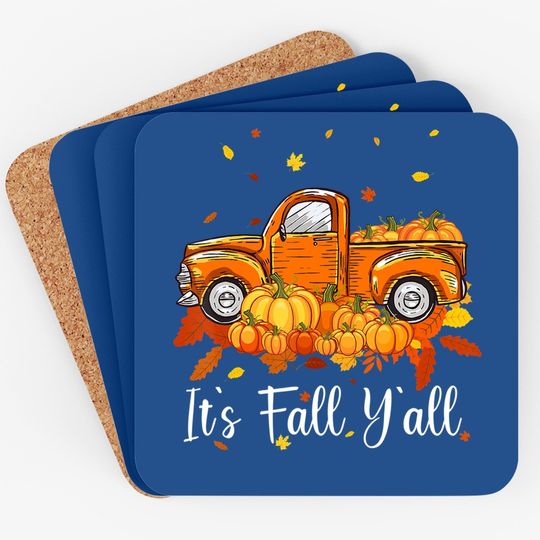 It's Fall Y'all Pumpkin Truck Autumn Tree Hello Fall Coaster