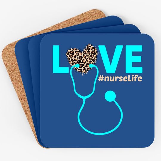 Nurse Life Healthcare Cheetah Heart Leopard Funny Coaster