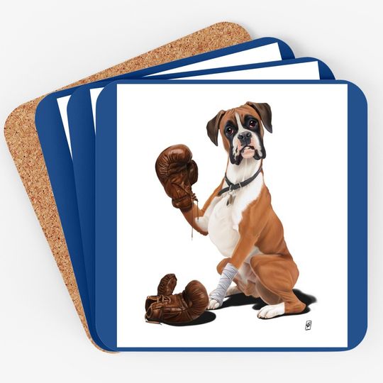 Dog With Boxing Gloves Coaster