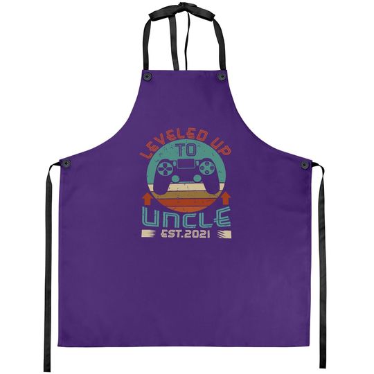 Discover Promoted To Uncle Est 2021 Leveled Up Funny Apron