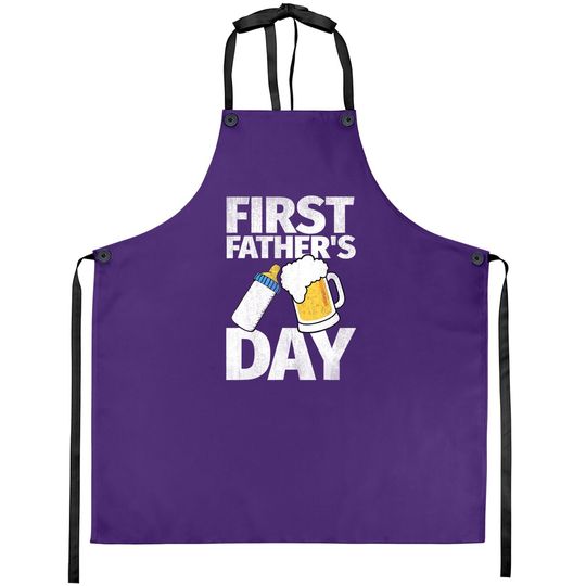 First Father's Day Gift Beer Baby Bottle Dad Daddy Funny Apron