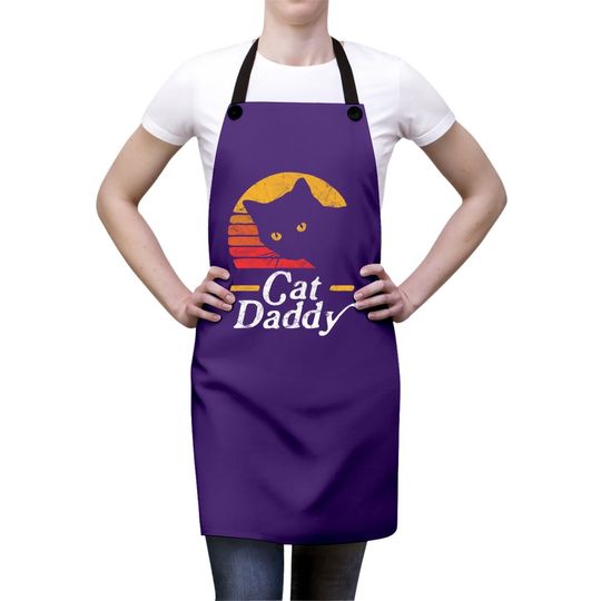 Cat Daddy Vintage Eighties Style Cat Retro Distressed Apron