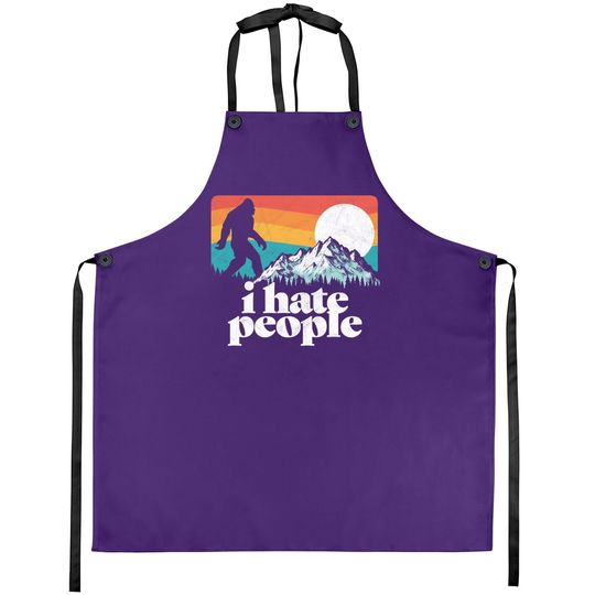 I Hate People! Funny Bigfoot Mountains Retro Apron