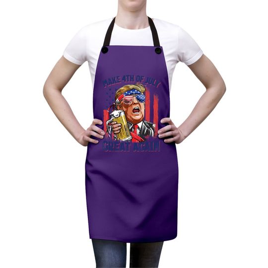 Make 4th Of July Great Again Funny Trump Drinking Beer Apron