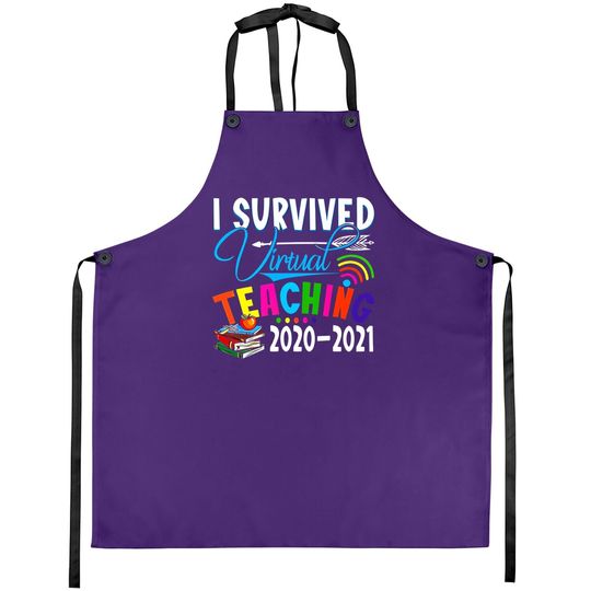 Discover Fashion Apron - Funny I Survived Virtual Teaching End Of Year Teacher Remote Gift Apron Short Sleeve