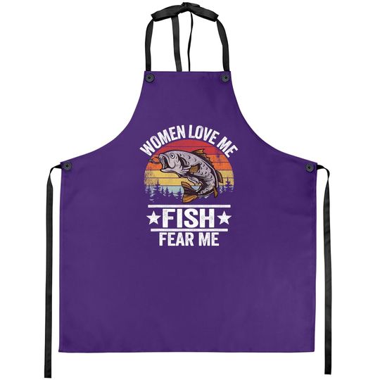 Love Me Fish Fear Me Fisher Vintage Funny Fishing Apron