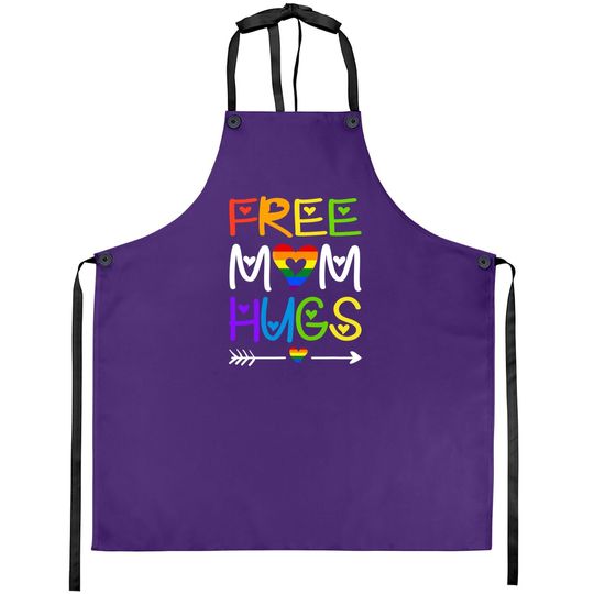 Free Mom Hugs Apron Rainbow Heart Lgbt Pride Month Apron