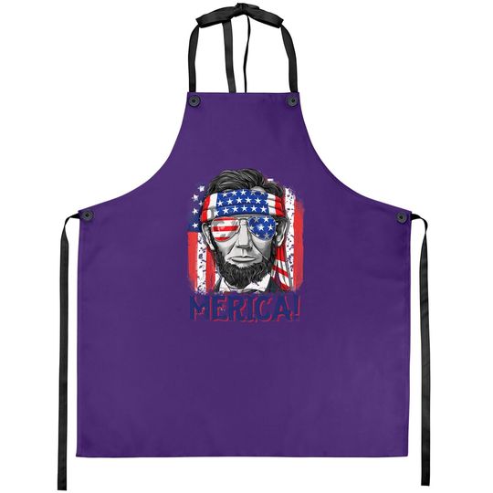 Abraham Lincoln 4th Of July Merica American Flag Apron