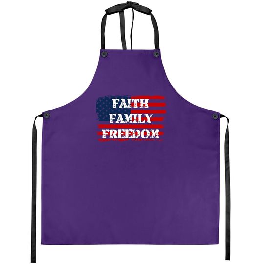 Faith Family Freedom American Flag 4th July Christian Gift Apron