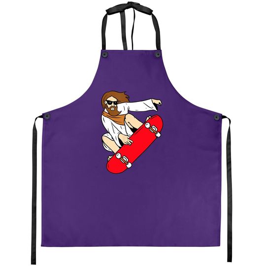 Jesus Riding Skateboard Apron