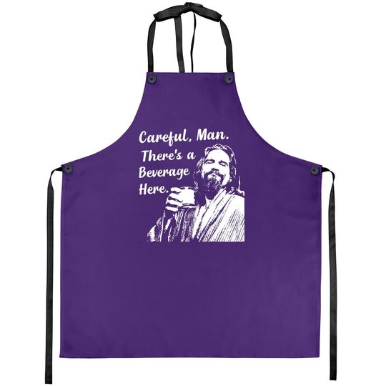 Big Lebowski Apron Funny Movie Quote Apron Vintage 90s The Dude Abides Careful Man There's A Beverage Here