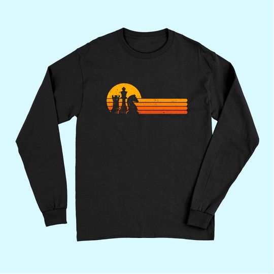 Vintage Chess Player Sunset Pieces Long Sleeves