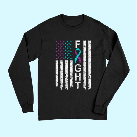Suicide Prevention Awareness Long Sleeves American Flag Distress Long Sleeves