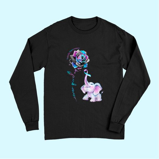 Suicide Prevention Awareness Flower Elephant Ribbon Gift Long Sleeves