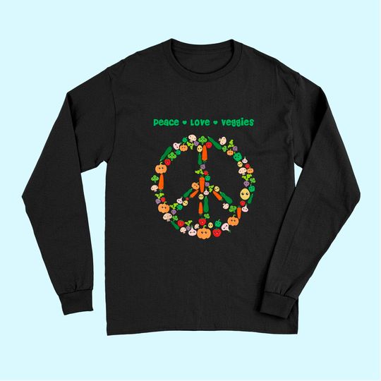 Discover Kawaii Vegetables Peace Sign Funny Long Sleeves