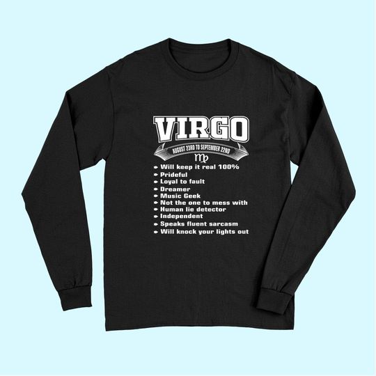 Virgo Facts Zodiac Sign Horoscope Long Sleeves