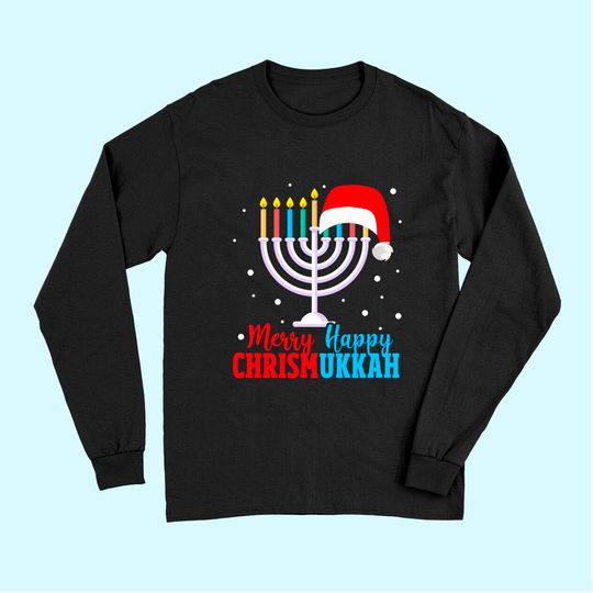 Hanukkah Christmas Merry Happy Chrismukkah Jewish Long Sleeves