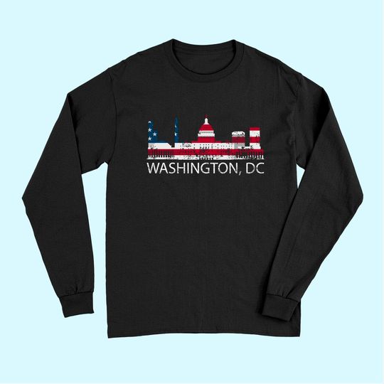 Washington DC Capitol Hill USA Flag Souvenir Long Sleeves