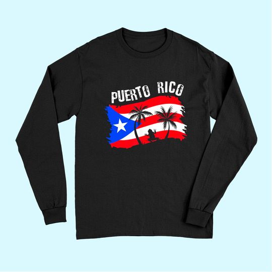 Discover Distressed Style Puerto Rico Frog Long Sleeves