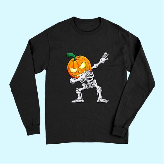 Halloween Boys Dabbing Skeleton Scary Pumpkin Jack O Lantern Long Sleeves