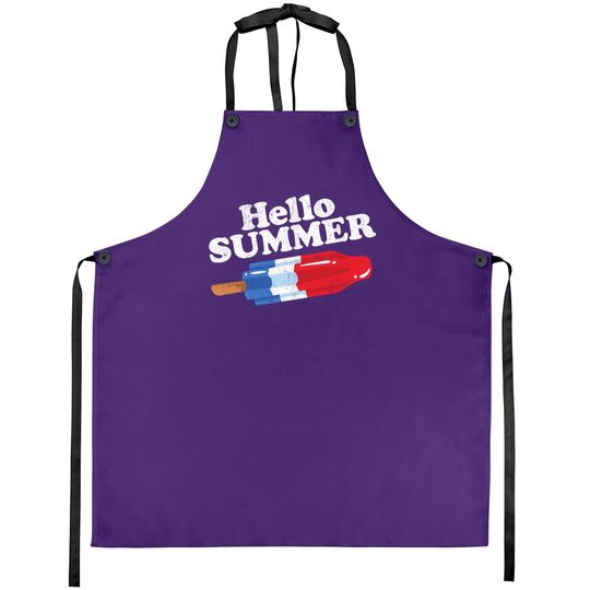 Hello Summer Popsicle Funny Bomb Retro 80s Pop Vacation Gift Apron