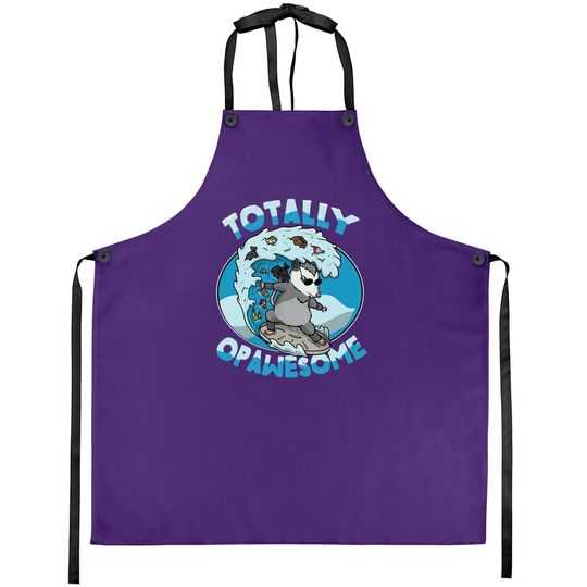 Funny Opossum Possum Totally Opawesome Surfing Apron