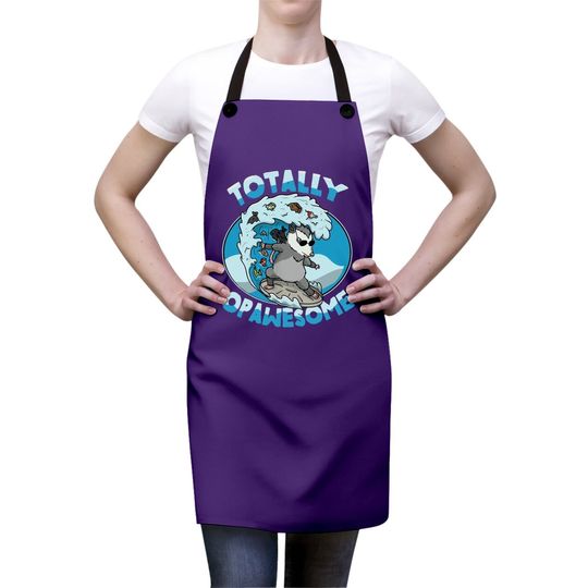 Funny Opossum Possum Totally Opawesome Surfing Apron