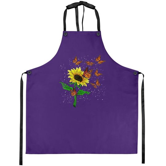 Flower Blossom Butterflies Nature Butterfly Sunflower Apron