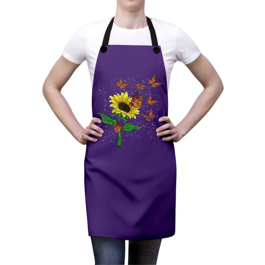 Flower Blossom Butterflies Nature Butterfly Sunflower Apron